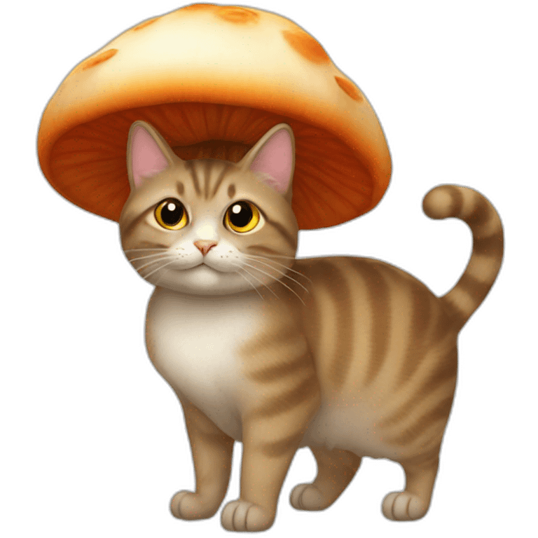 cat wearing a mushroom hat emoji