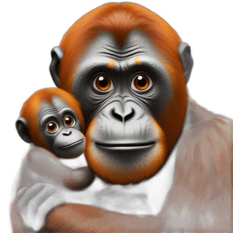 un orang-outan avec 2 bébés orang-outan emoji