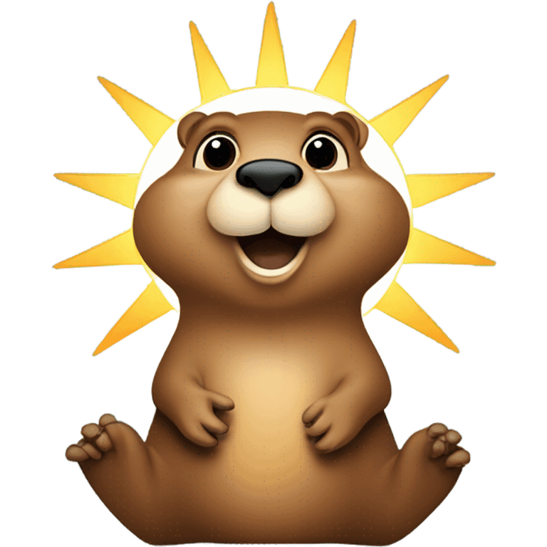 Groundhog with sun emoji