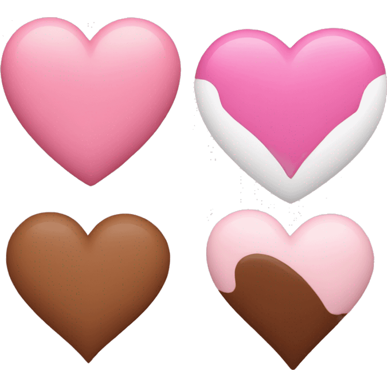 pink heart, brown heart and white heart emoji