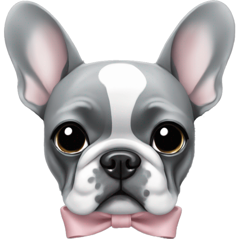 French bulldog in grey with bow emoji