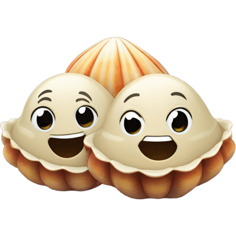 Two clam friends smiling emoji