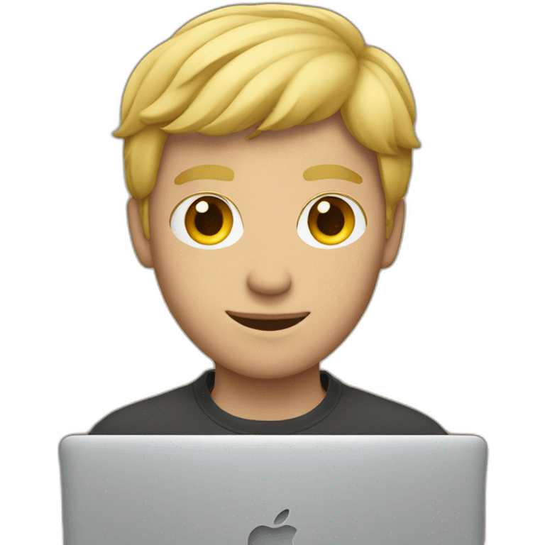 blonde guy in front of mac book emoji