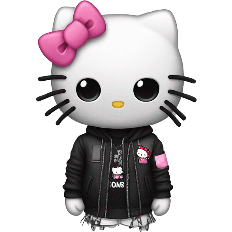 Hello kitty with emo outfit emoji