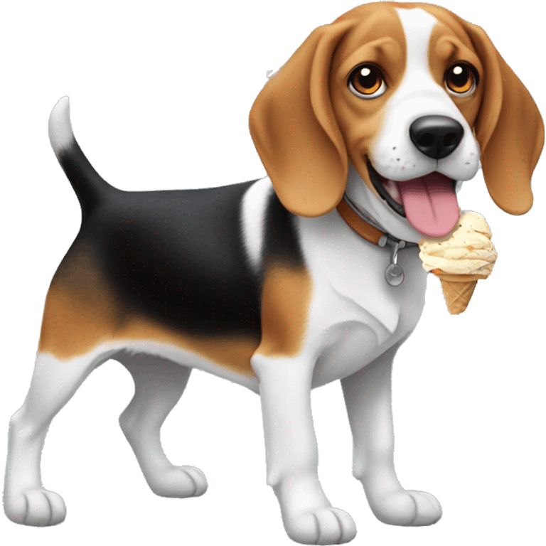 A beagle eating ice cream emoji