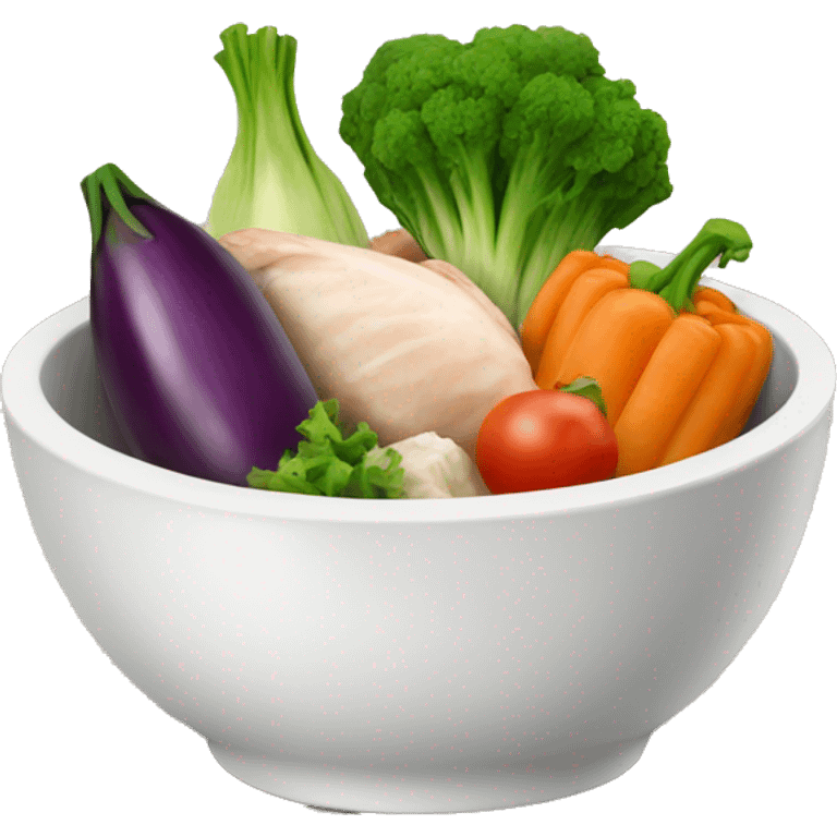 Bowl with vegetables and chicken emoji