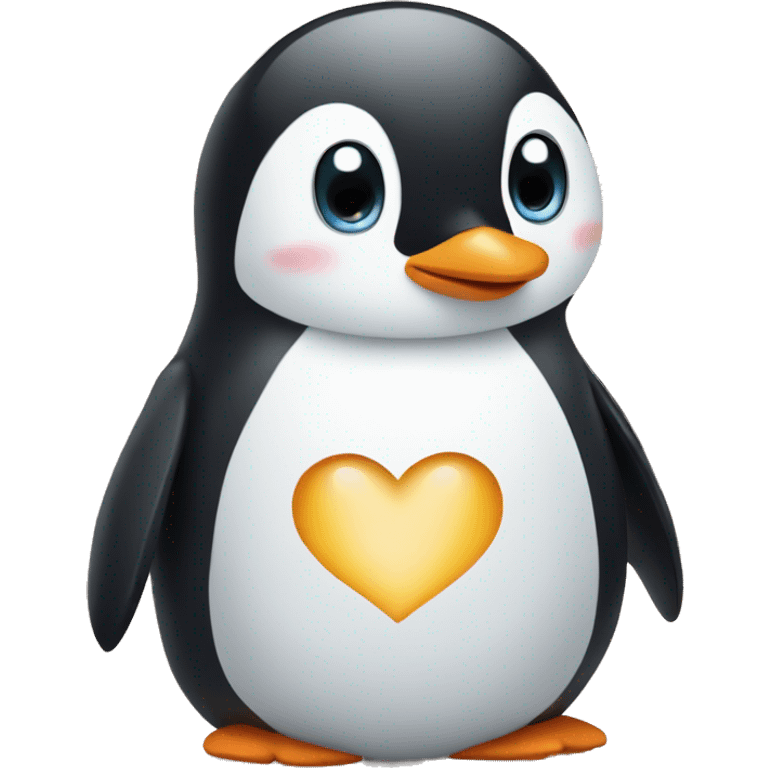 Penguin with hearts emoji