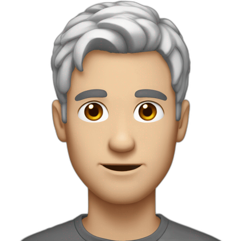 white guy tainted gray hair, brown eyebrows, mid 20s emoji