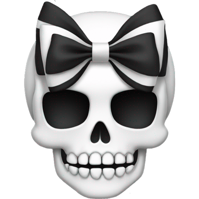 white bow with black skull emoji