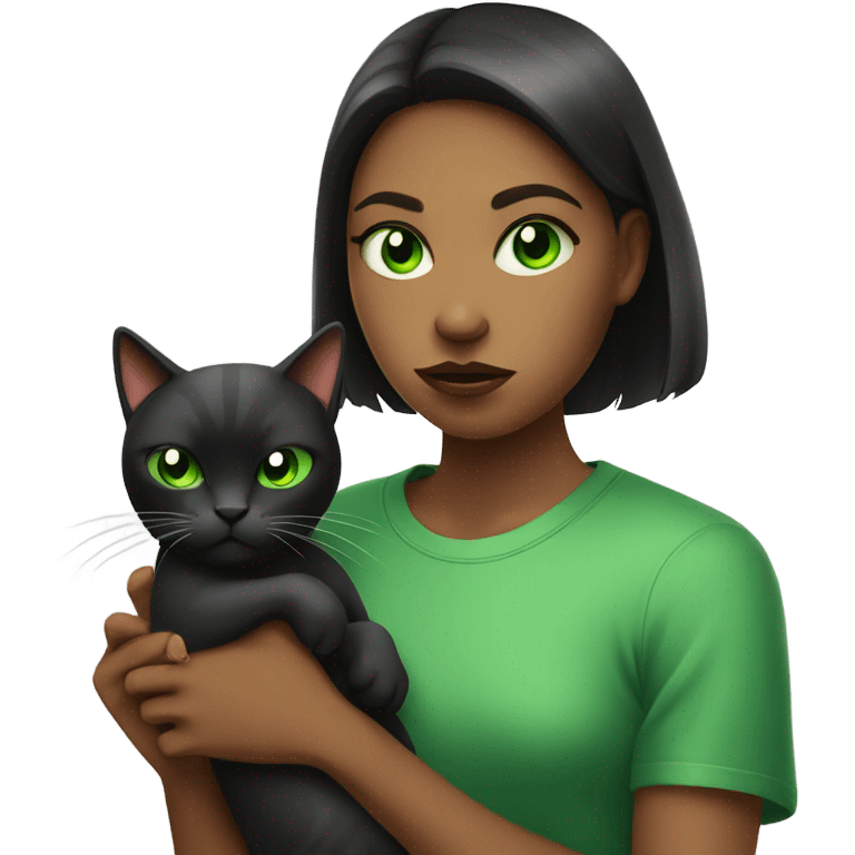 green eyed girl holding angry cat indoors emoji