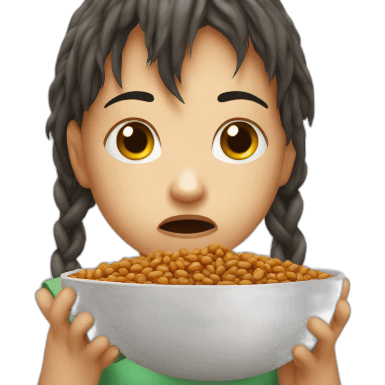 a crying child eating beans emoji