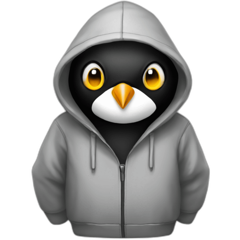 penguin hacker wearing hoodie emoji