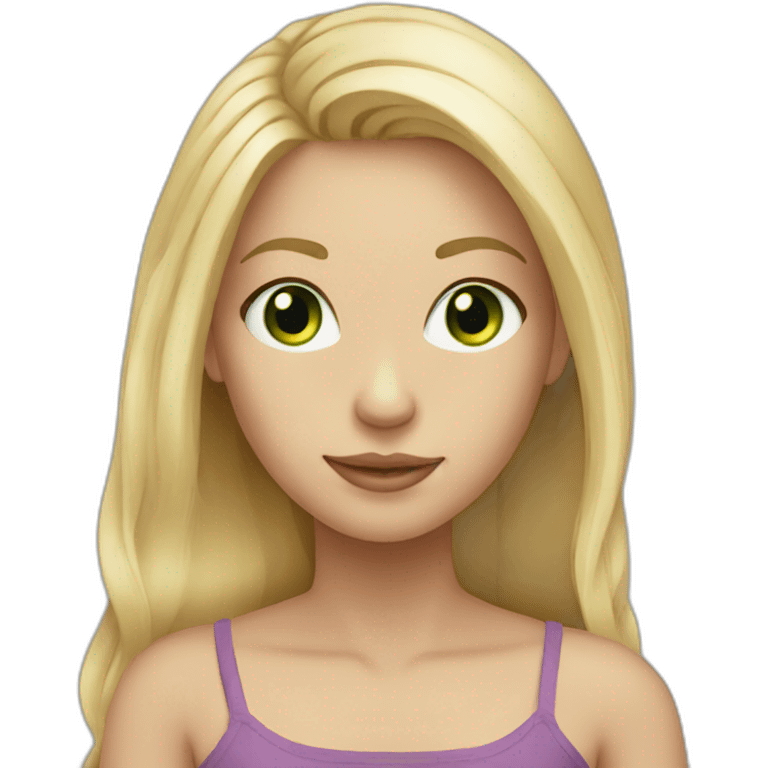 girl blond hair, green eyes, longer hair emoji