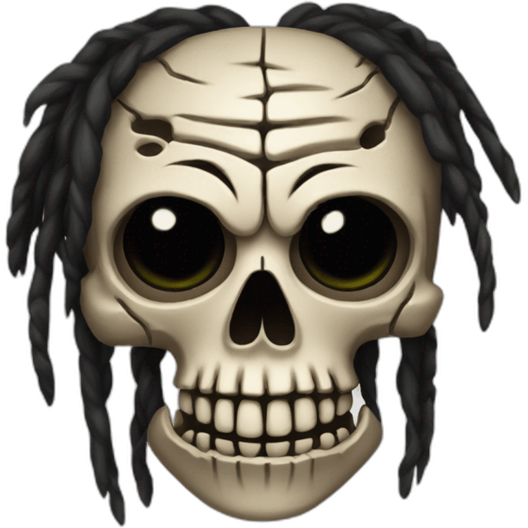 voodoo skull with dreads emoji