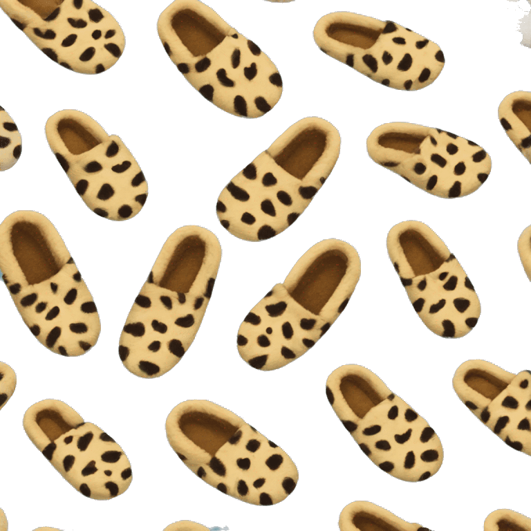 Furry house slippers with cheetah pattern emoji