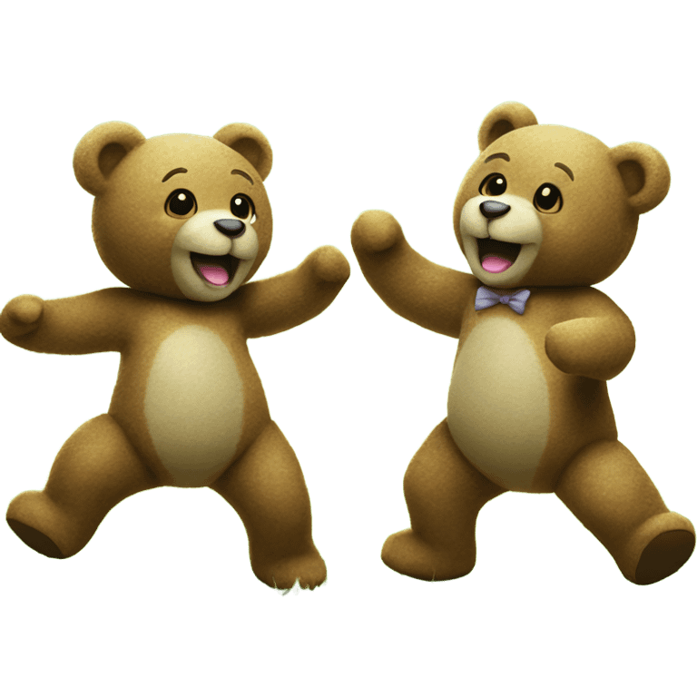 2 teddy bears dancing on 
 grass emoji