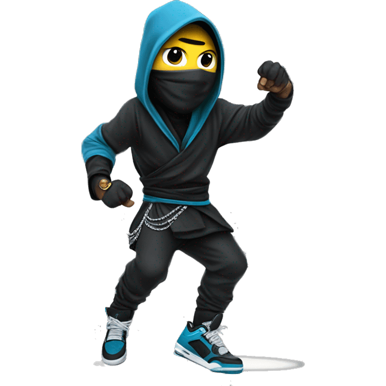 Ninja with diamond chain and jordan 4’s shoes emoji