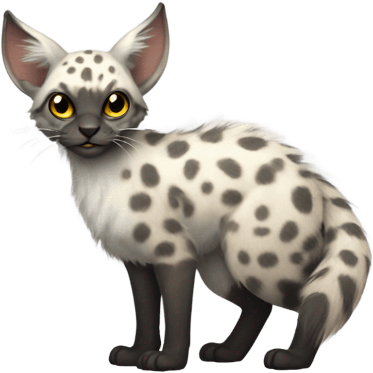 Modern Feral Rare Fantasy Vernid-Trico-species by LiLaiRa, random markings, tufted tail, tufted ears, full body emoji