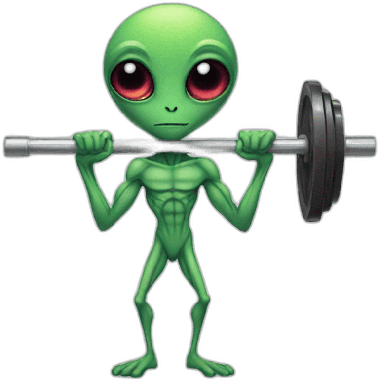 skinny alien holding a barbell emoji