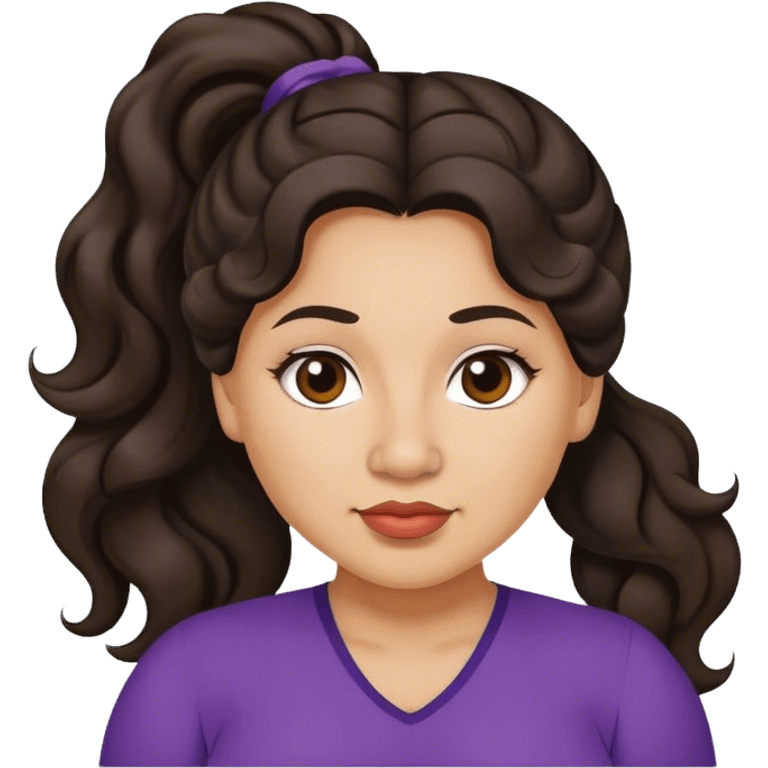  plus size light skin latino women with wavy dark hair in pony tail flat wide nose  emoji