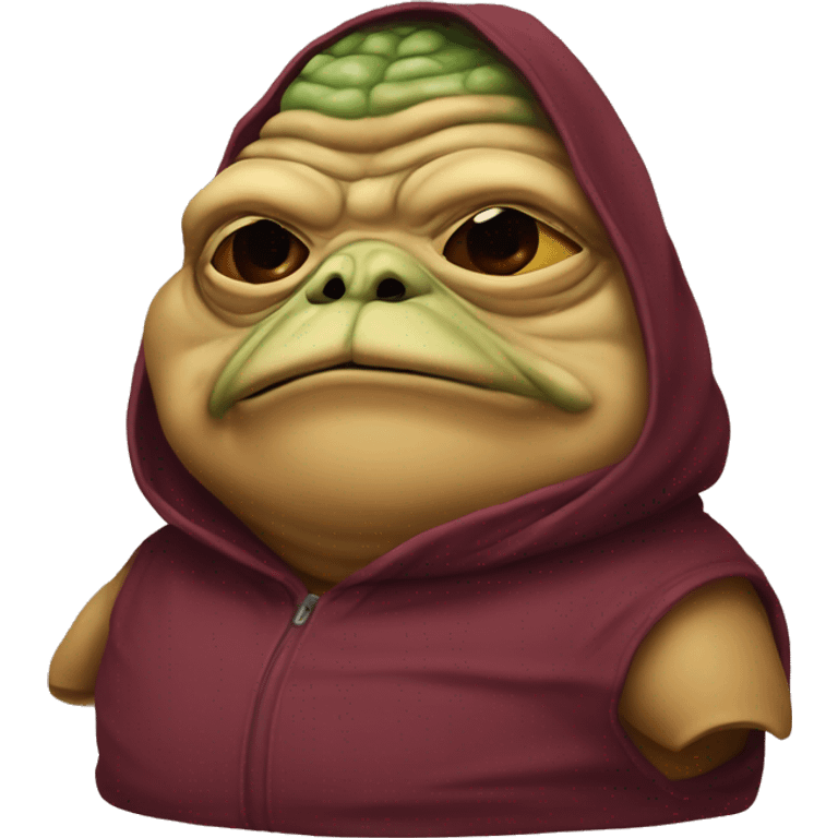 Jabba the Hutt wearing a burgundy hoodie  emoji