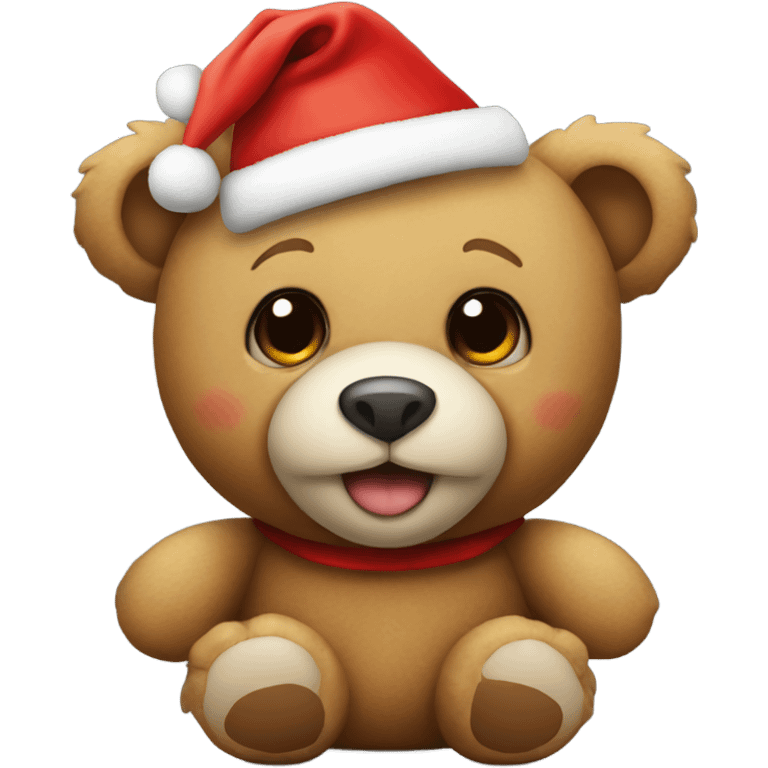 Teddy bear with Christmas hat emoji