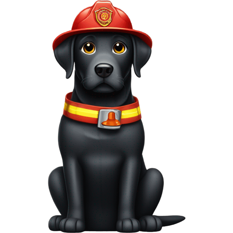 Black lab with fireman’s hat  emoji