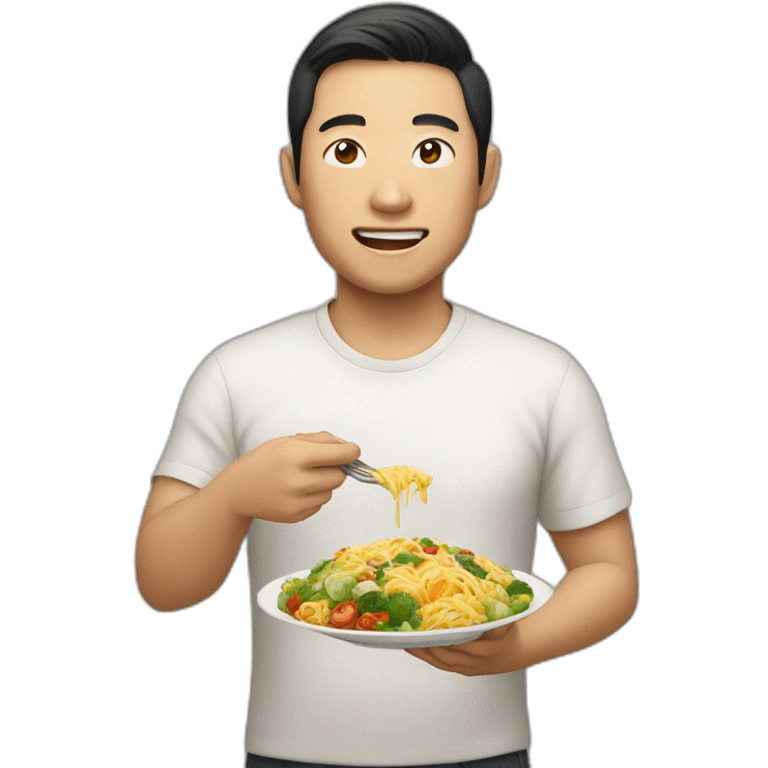 stereotypical asian man who loves food emoji