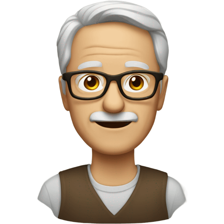 Older white man with brown hair and brown glasses  emoji