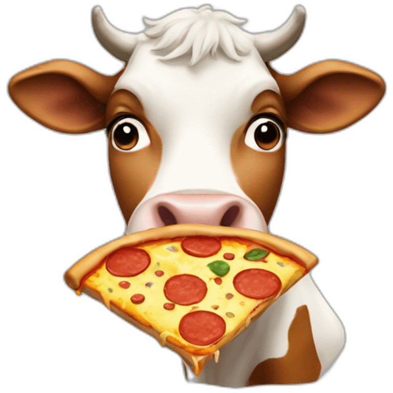 cow eating pizza emoji