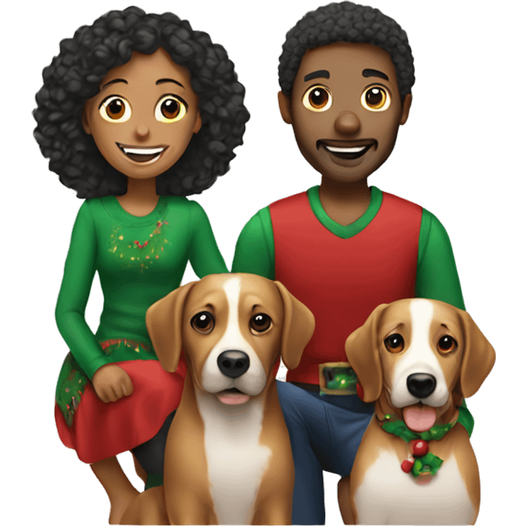 christmas family with dog emoji