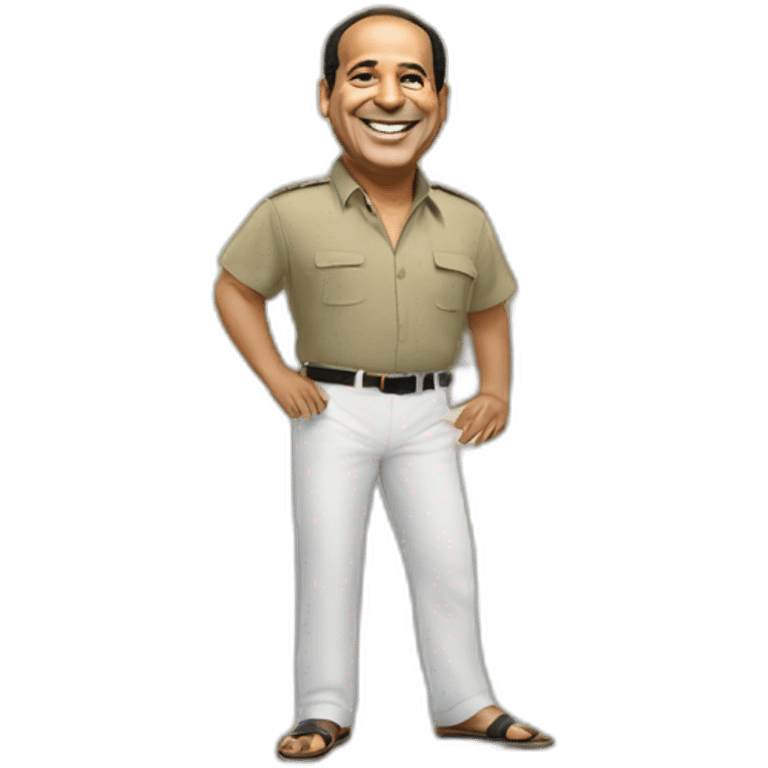 Abdel Fattah El-Sisi standing laughing on the beach emoji