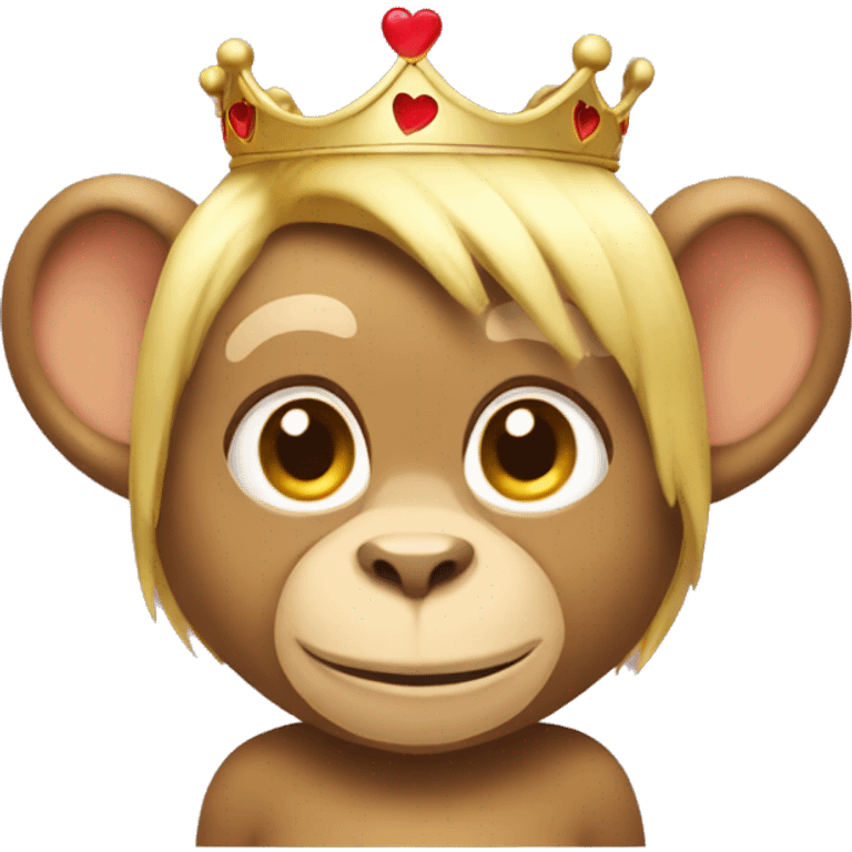 Blonde monkey with crown and heart emoji