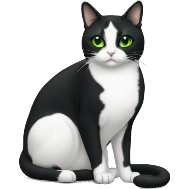 Tuxedo cat with green eyes  emoji