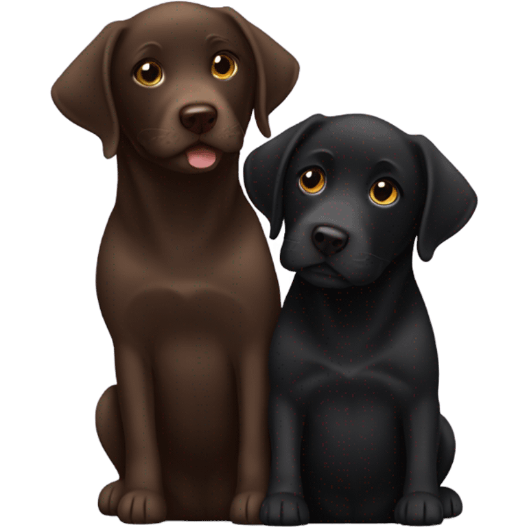 Chocolate Labrador cuddling a black Labrador  emoji