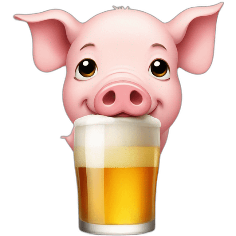 Pig drinking beer emoji