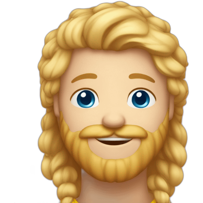 gleddyn with blue eyes and a blonde beard smiling full face hearts on their cheeks emoji