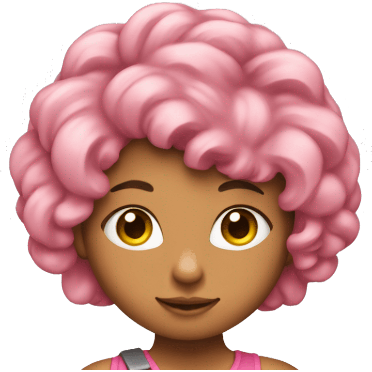 Ragazza con capelli rosa che tiene in braccio un gatto nero  emoji