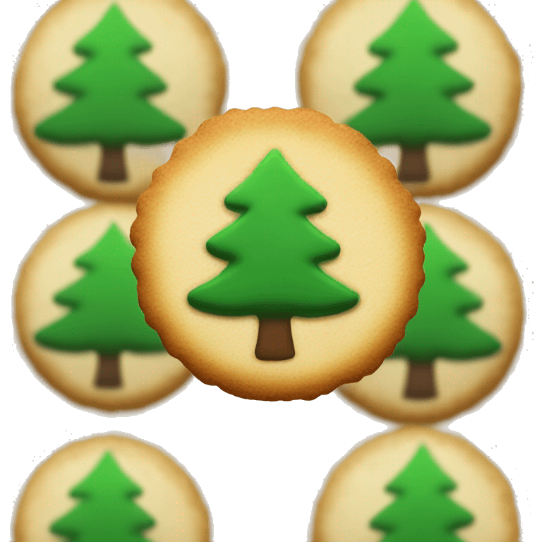 One simple Round plain cookie with a green Christmas tree in the center very basic emoji