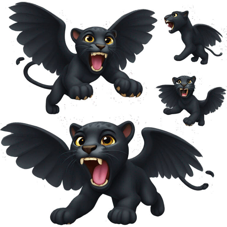 winged black leopard roaring emoji