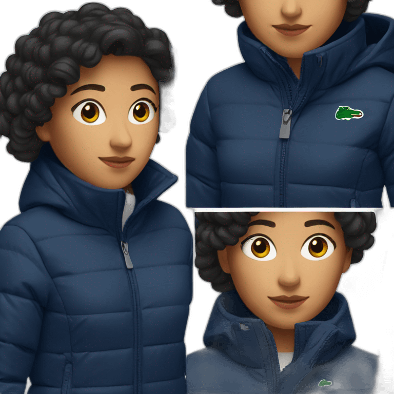 latina woman using Lacoste puffer jacket emoji