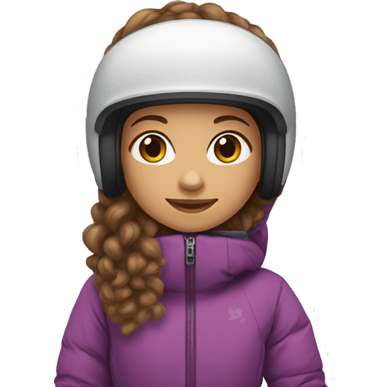 Girl long curly brown hair white skin and mini pincher on snowboard emoji