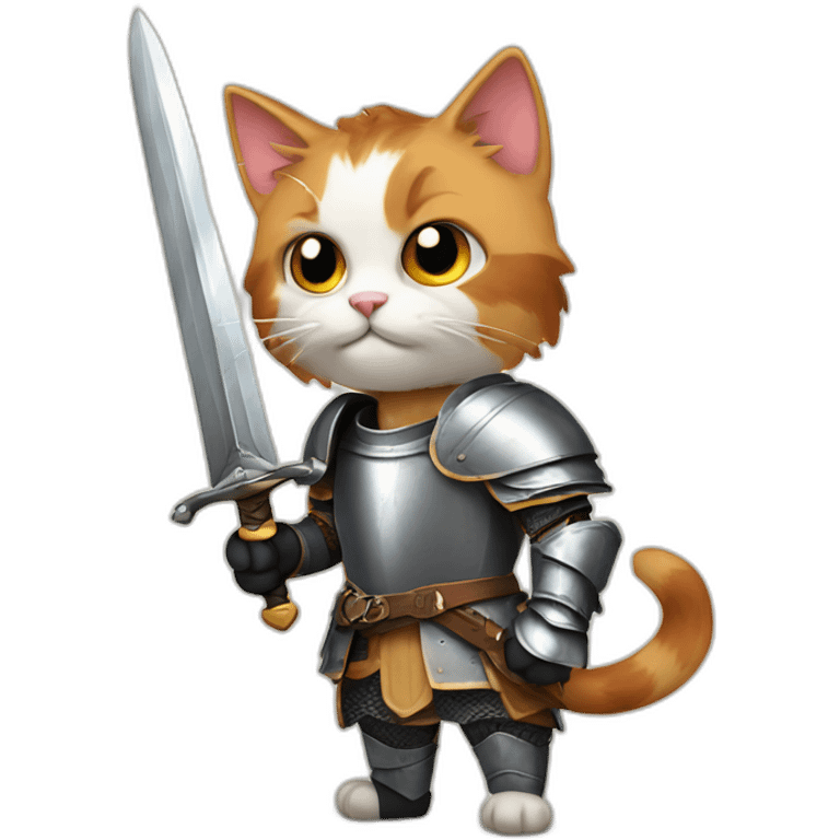 Knight Calico Cat holding a Longsword emoji