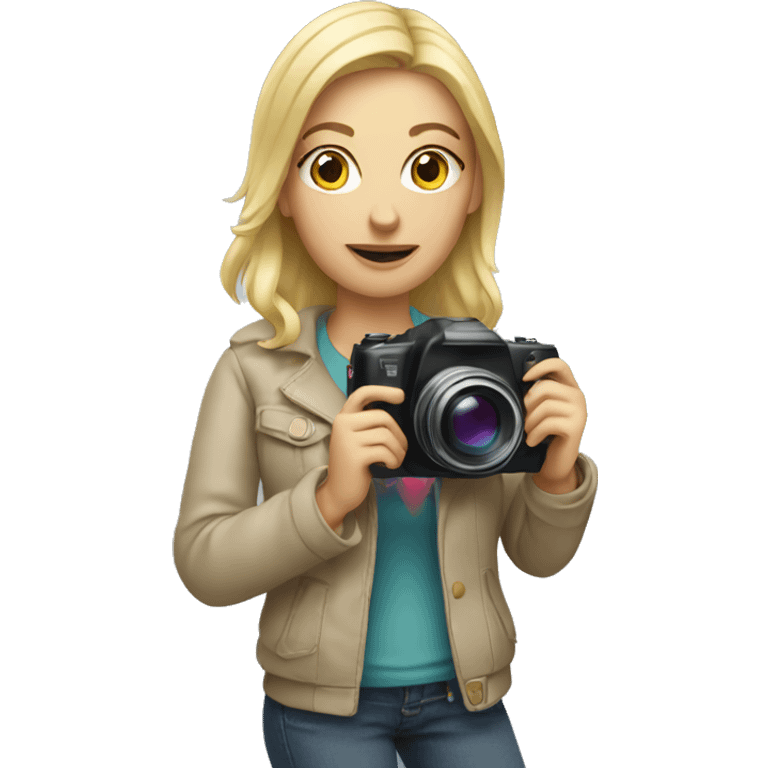 Blonde woman with camera in hand  emoji