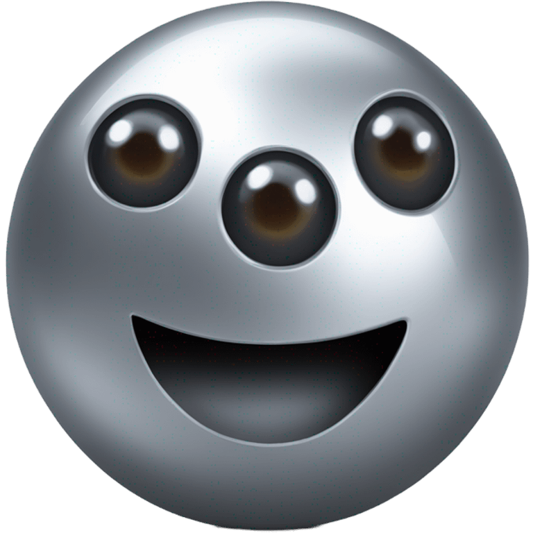 Metal ball with oval-shaped eyes driving on 4 car wheels emoji