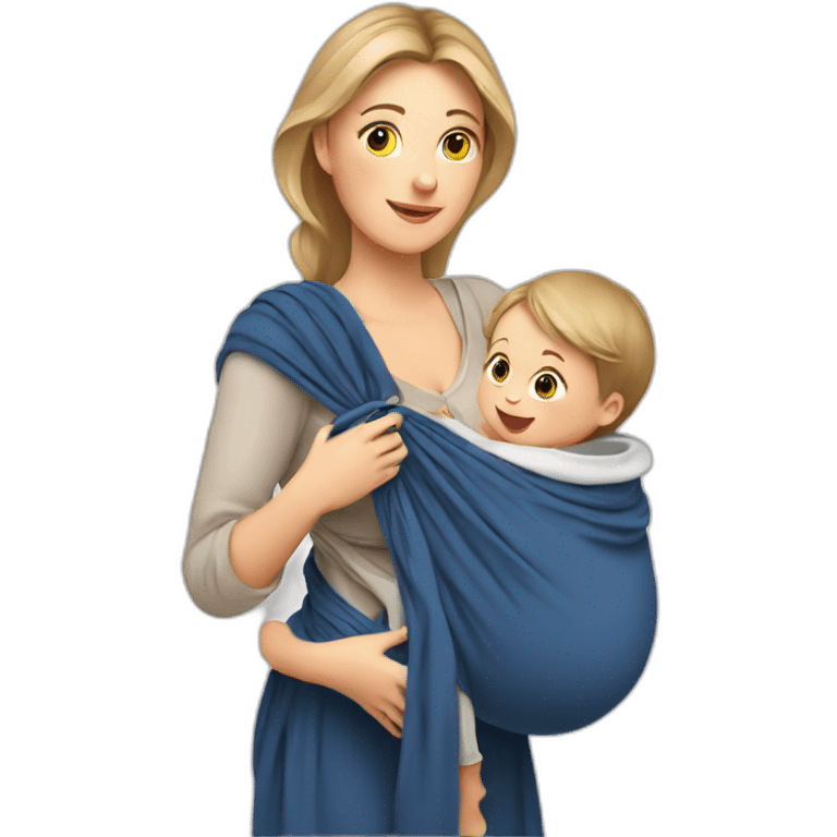 European Babywearing mom with baby and ring sling emoji