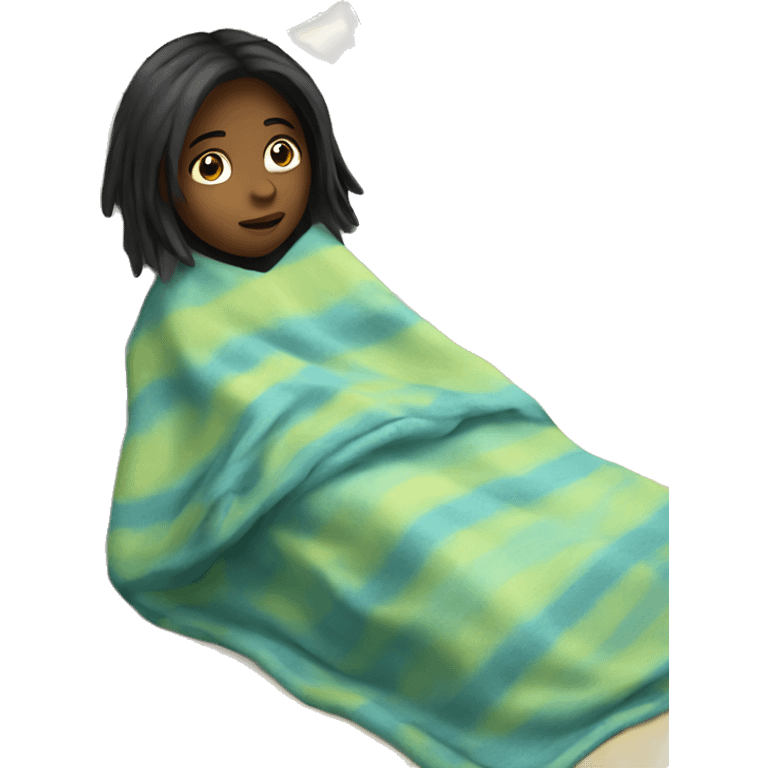 sick girl with blanket emoji