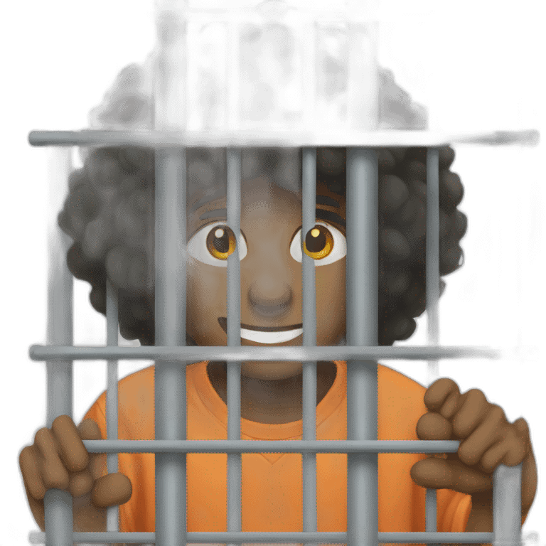 Afro behind bars emoji