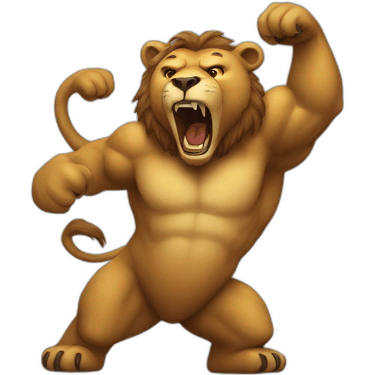 bear fighting lion emoji