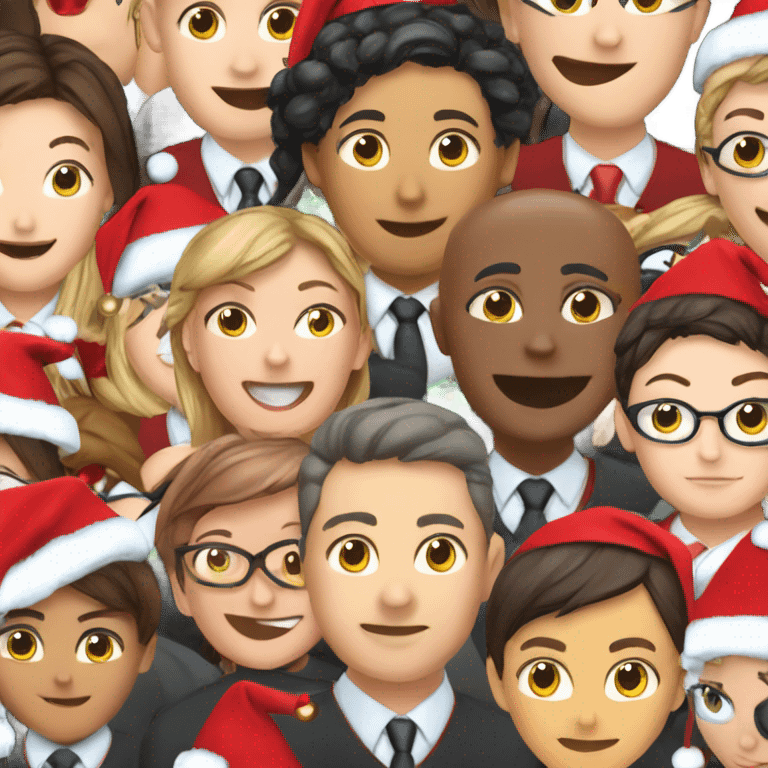 Group of happy headteachers with Christmas hats emoji